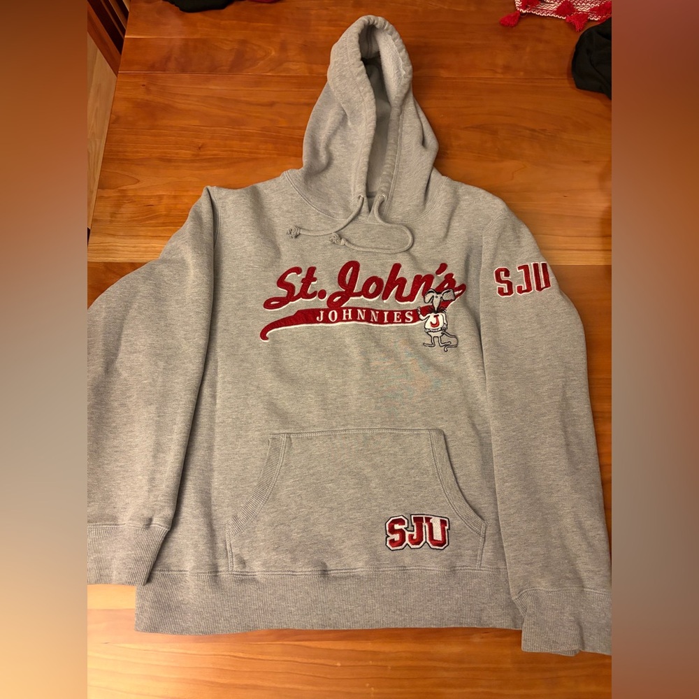 St. John’s Johnnies Embroidered Gray and Red Logo Hoodie